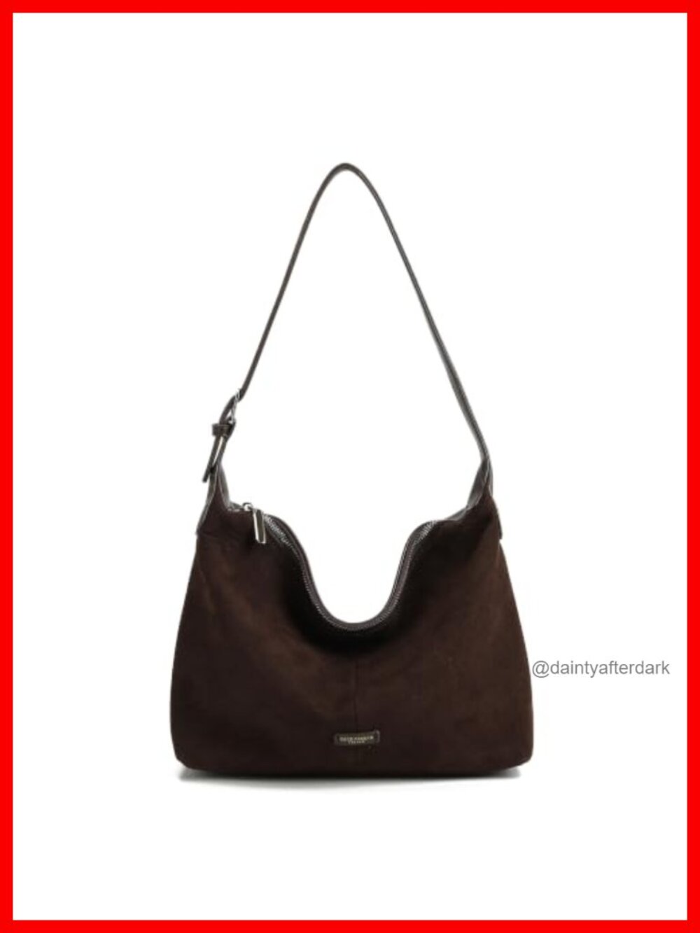 Faux Suede Slouchy Hobo Bag Adjustable Crossbody Shoulder Purse
